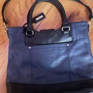 Tignanello Smooth Operator Satchel Top Handle Bag, Navy Blue and Black